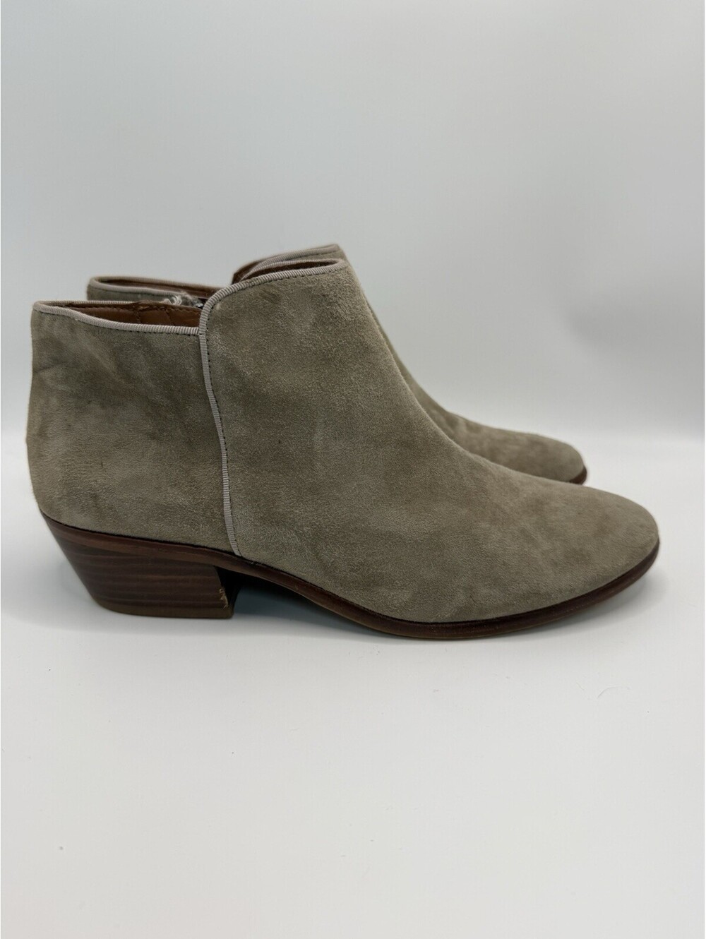 Sam Edelman Petty Ankle Boots Side Zip Suede Bootie Women's 8.5 Taupe